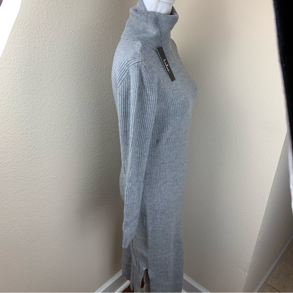 Lulus NWT Sheerah Turtleneck Heather Grey Midi Knit Sweater Dress - Picture 6 of 16
